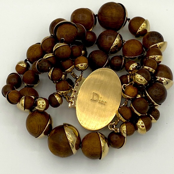Rare Dior Mis En Dior Wood & Gold Bracelet - Picture 1 of 8